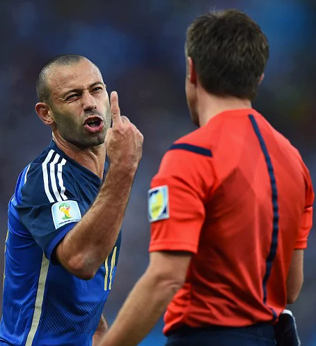 Mascherano doing his bit for the FIFA respect campaign.