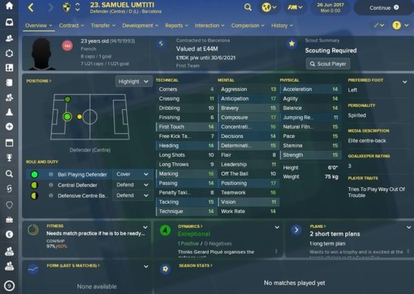 Samuel Umtit in Football Manager