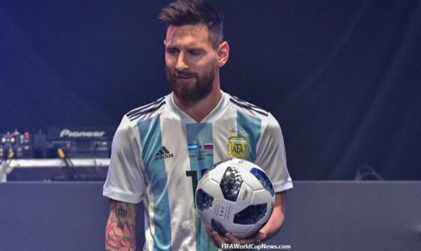 2018 FIFA World cup football presented by Messi in Moscow Russia