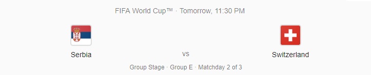 Brazil vs Costa Rica, Nigeria vs Iceland & Serbia vs Switzerland 4 Serbia vs Switzerland FIFA World Cup match