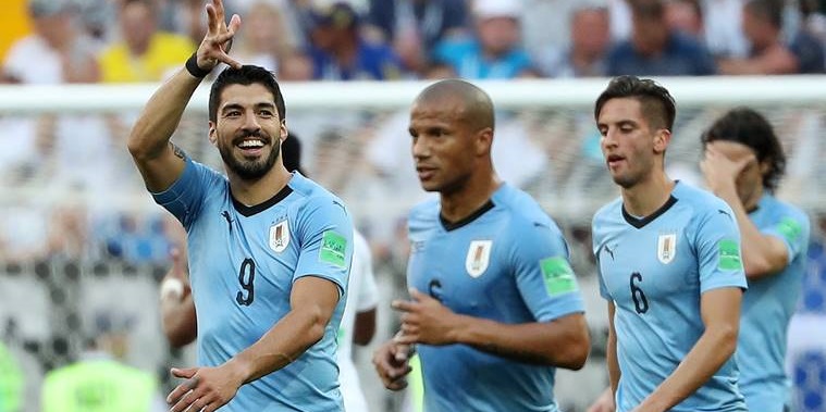 Luis Suarez in the World Cup Uruguay vs Saudi Arabia
