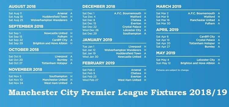 man city fixtures