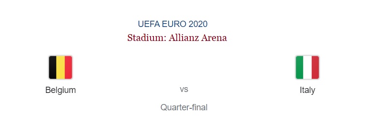 UEFA EURO 2020 Quarter-finals Belgium vs Italy