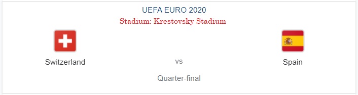 UEFA EURO 2020 Quarter-finals Switzerland vs Spain