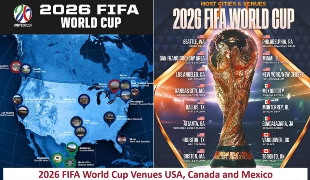 FIFA World Cup 2026 Schedule – Full Date-Wise Fixtures, Time & Venue 4 2026 FIFA World Cup Venues USA, Canada and Mexico