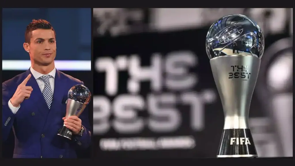 Cristiano Ronaldo follows with five Ballon d'Or victories (2008, 2013-2014, 2016-2017) and two The Best awards (2016-2017).