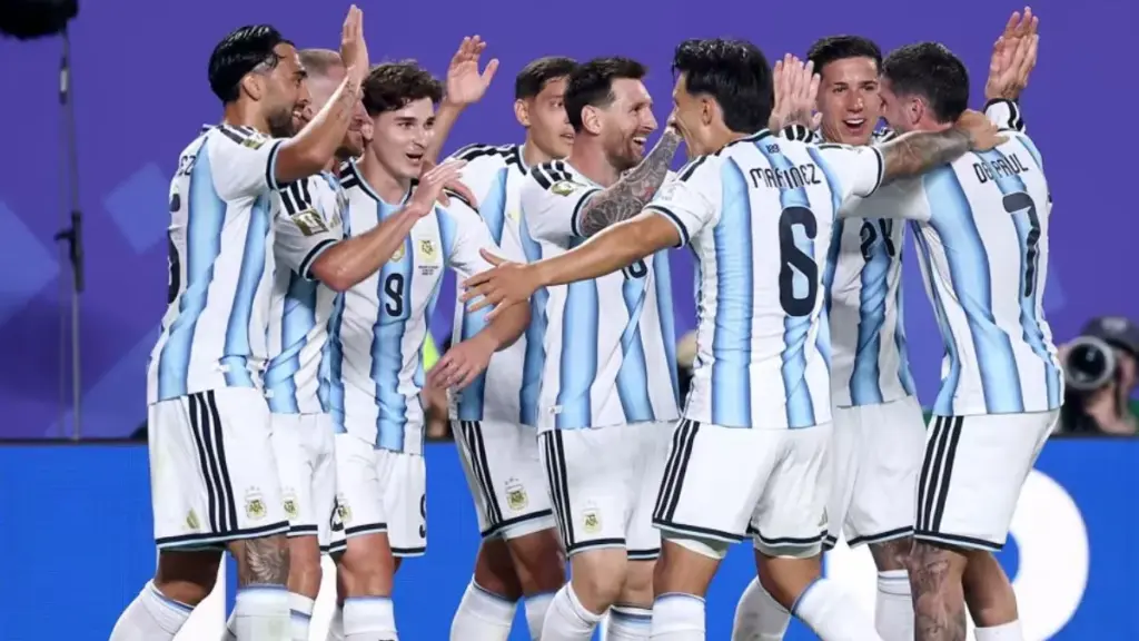 Lionel Messi and Argentina player are celebrating goals in 2026 FIFA World Cup