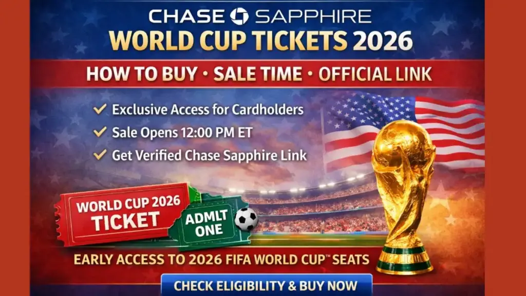 Bank of America, Chase Sapphire World Cup tickets 2 Chase Sapphire World Cup Tickets 2026 - How to Buy, Sale Time & Official Link