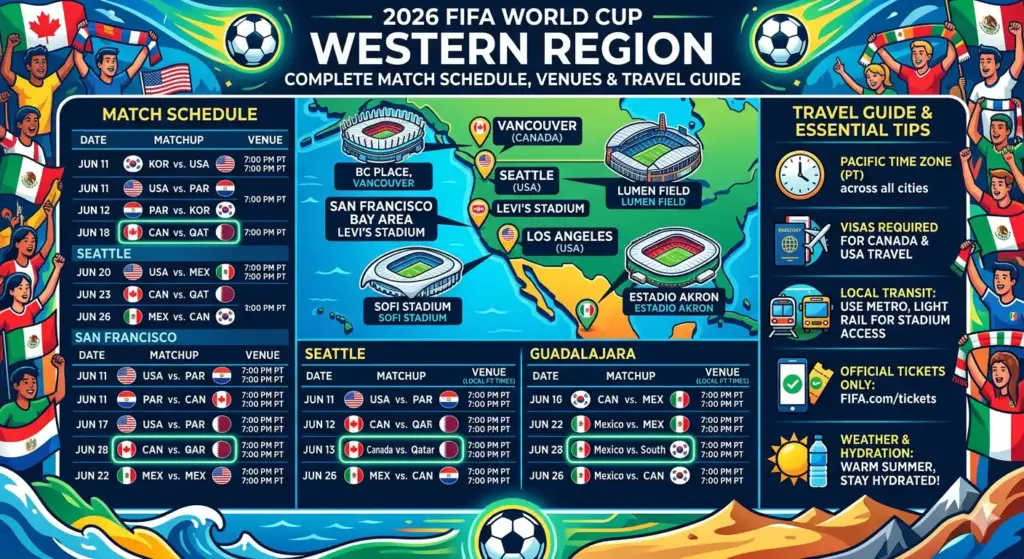 2026 FIFA World Cup Western Region: Complete Match Schedule, Venues & Travel Guide 2 2026 FIFA World Cup Western Region Match Schedule