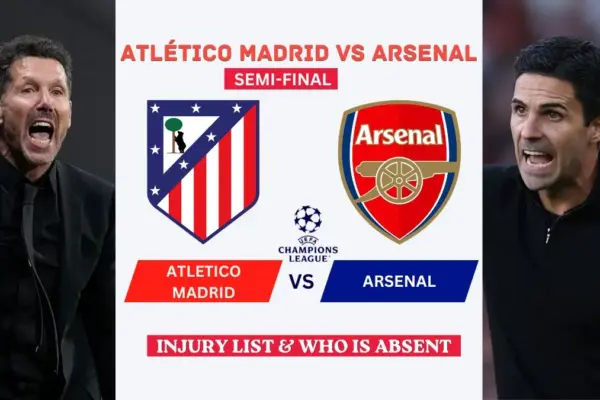 Atlético Madrid vs Arsenal Injury List & Who is absent for UEFA Champions League Semi-final First Leg