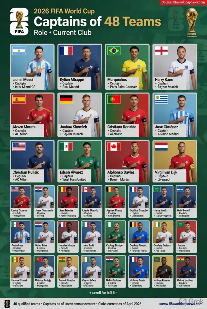 2026 FIFA World Cup Captains of 48 teams, Role, Current Club