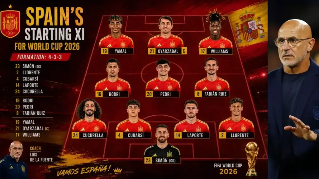 Soccer Match Fixtures – 15 June 2026 (Monday) 2 Spain's best XI for the World Cup 2026
