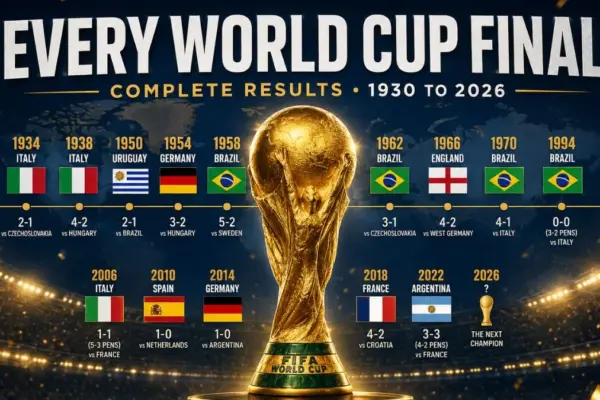 List of Every World Cup Final in History Complete Results 1930 to 2026