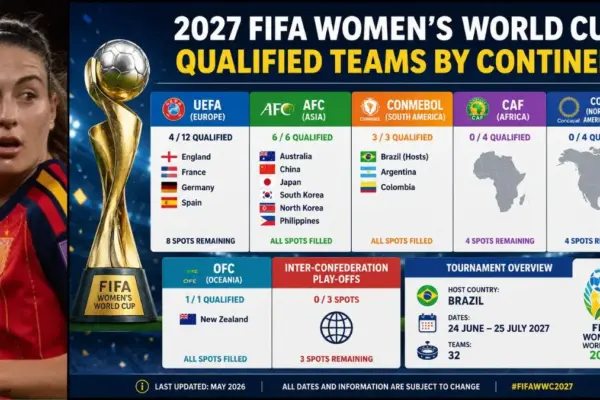 2027 FIFA Women's World Cup Qualified Teams by Continent